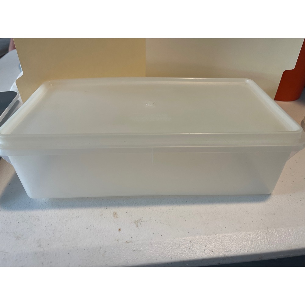 Vintage Tupperware 677 Rectangular Storage Container with Lid Frosted Clear